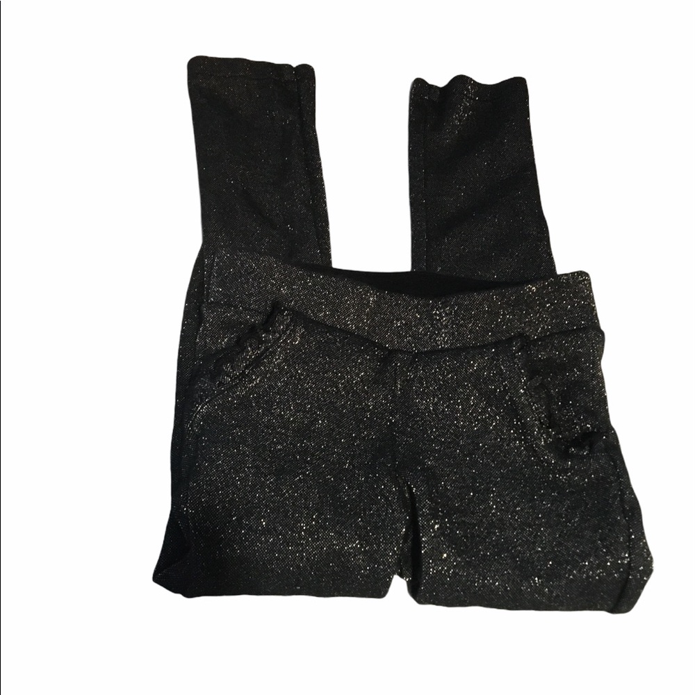 Girls silver shimmer black skinny pants XS 4/5